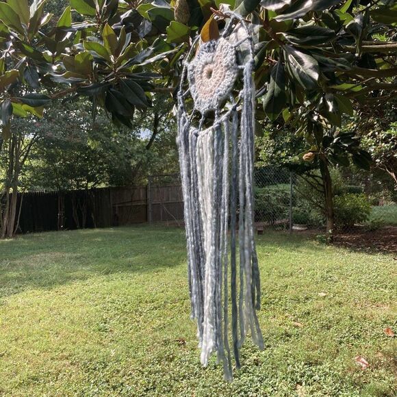 Wall Art Dreamcatcher Tapestry Boho Thick Natural WOOL Blue and Gray 11 x 32 in - Picture 3 of 14